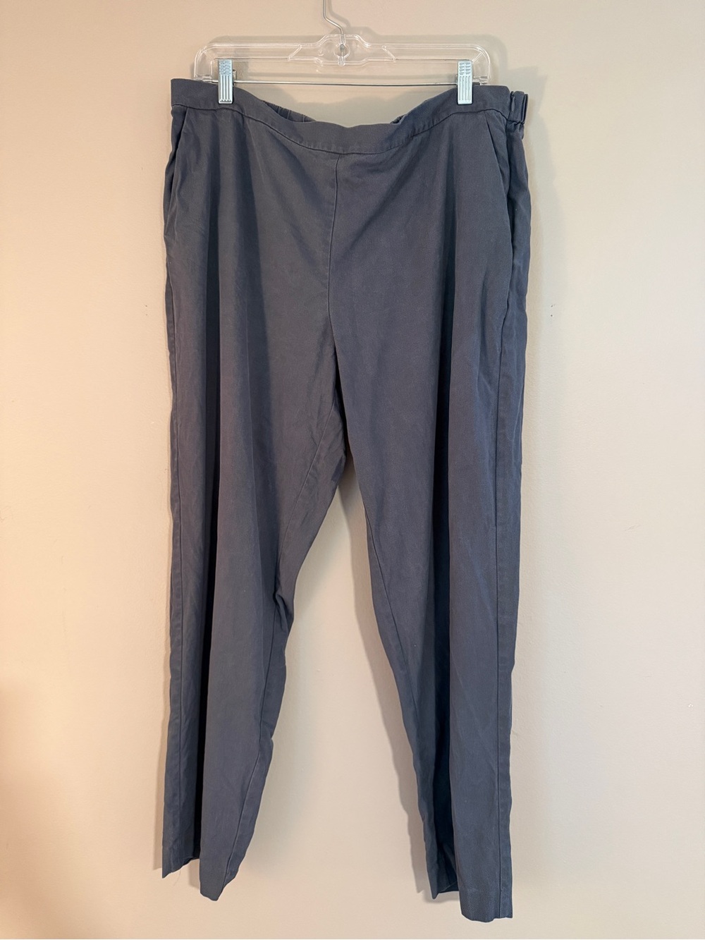 Eileen Fisher Minimalist Fluid Twill Tapered Ankle Trousers XL gray